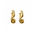 Freeform Pearl Drop Gold Hoops