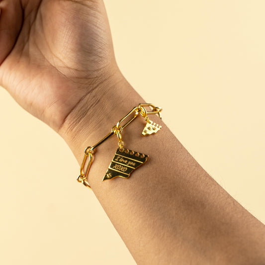 I Love You Mini Paper clip Diary Note Charm Bracelet