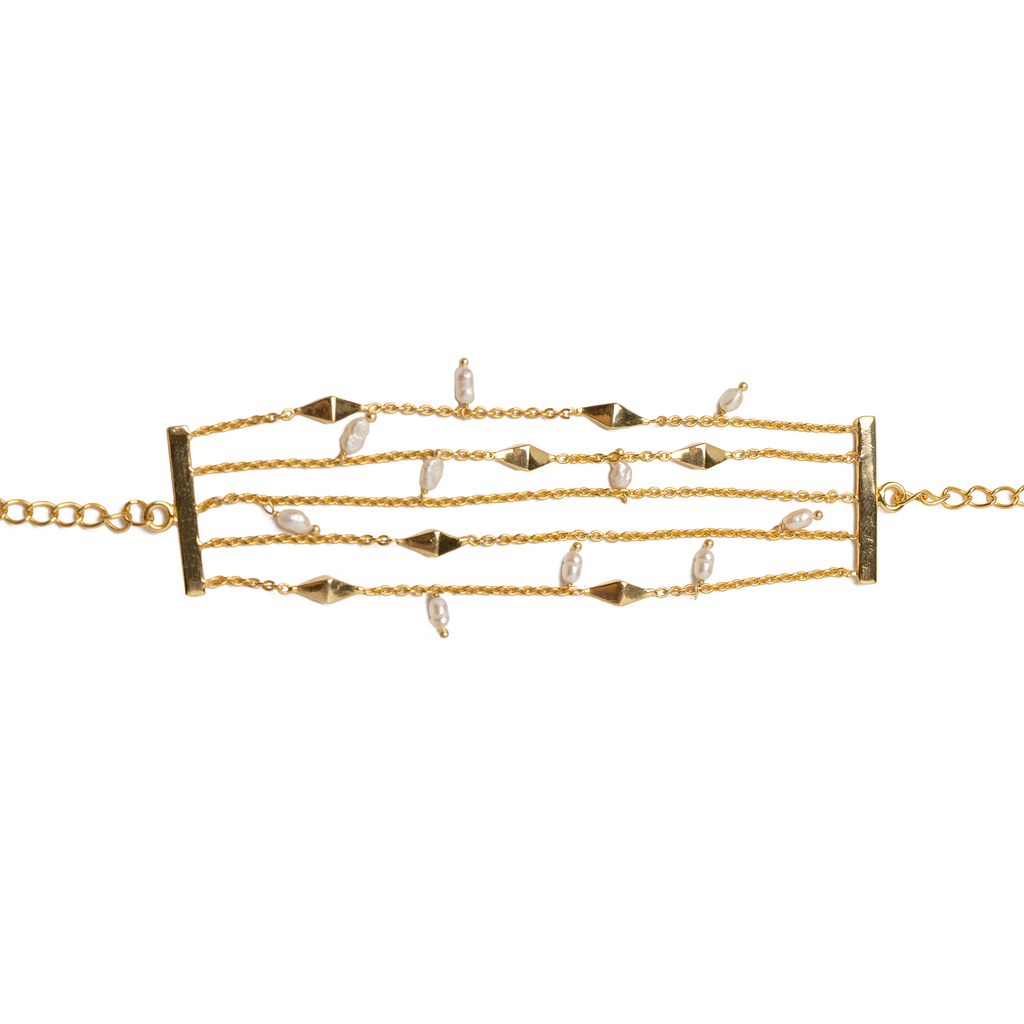 Linked Up Spike Pearl Bracelet Manchette