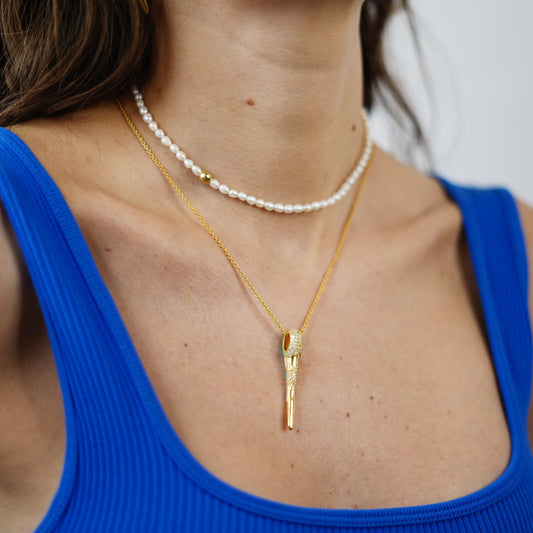 All in Enamel Spike Pendant - Purple