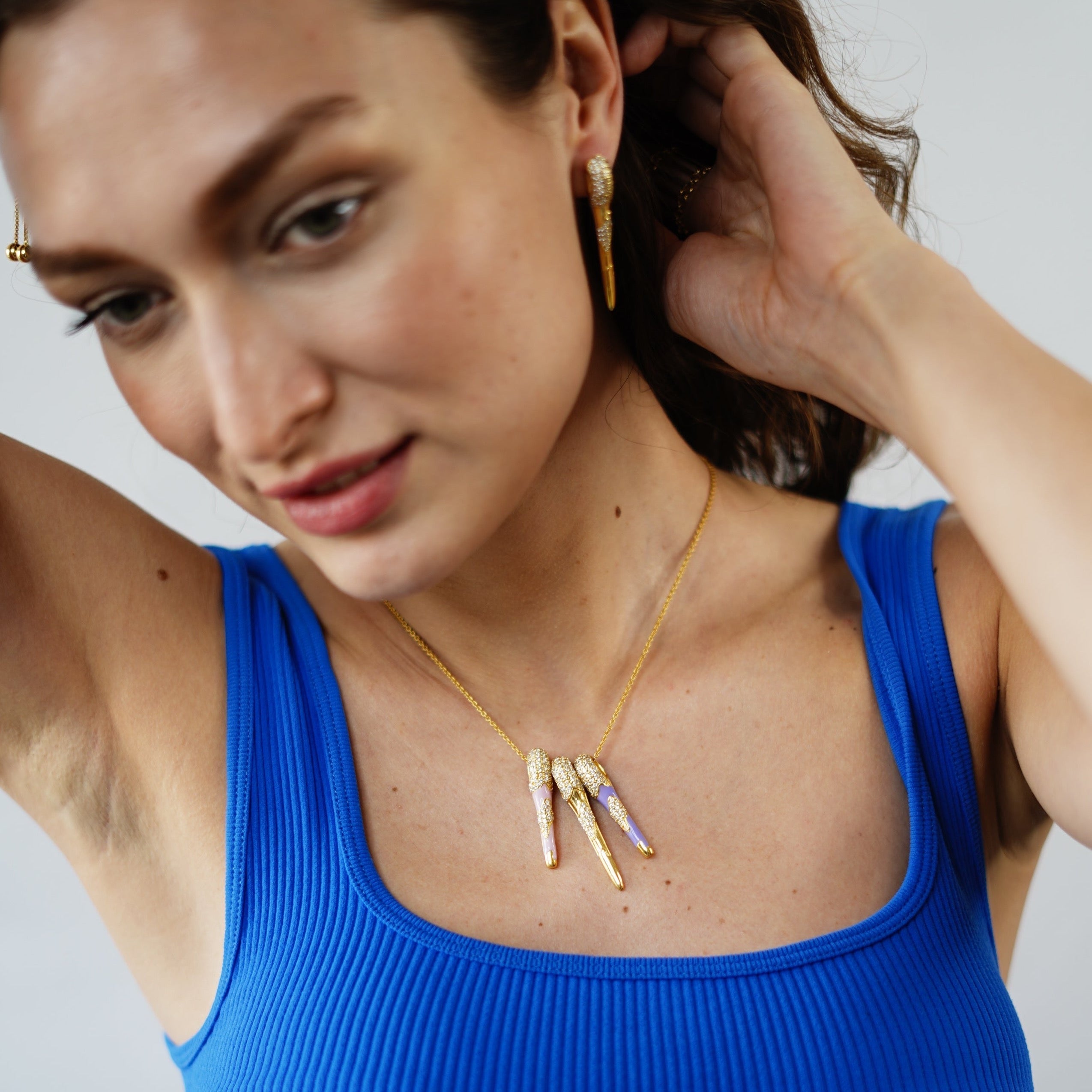 All in Enamel Mini Spike Pendant- Pink