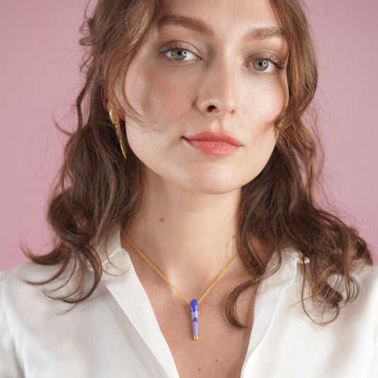 All in Enamel Mini Spike Pendant - Purple