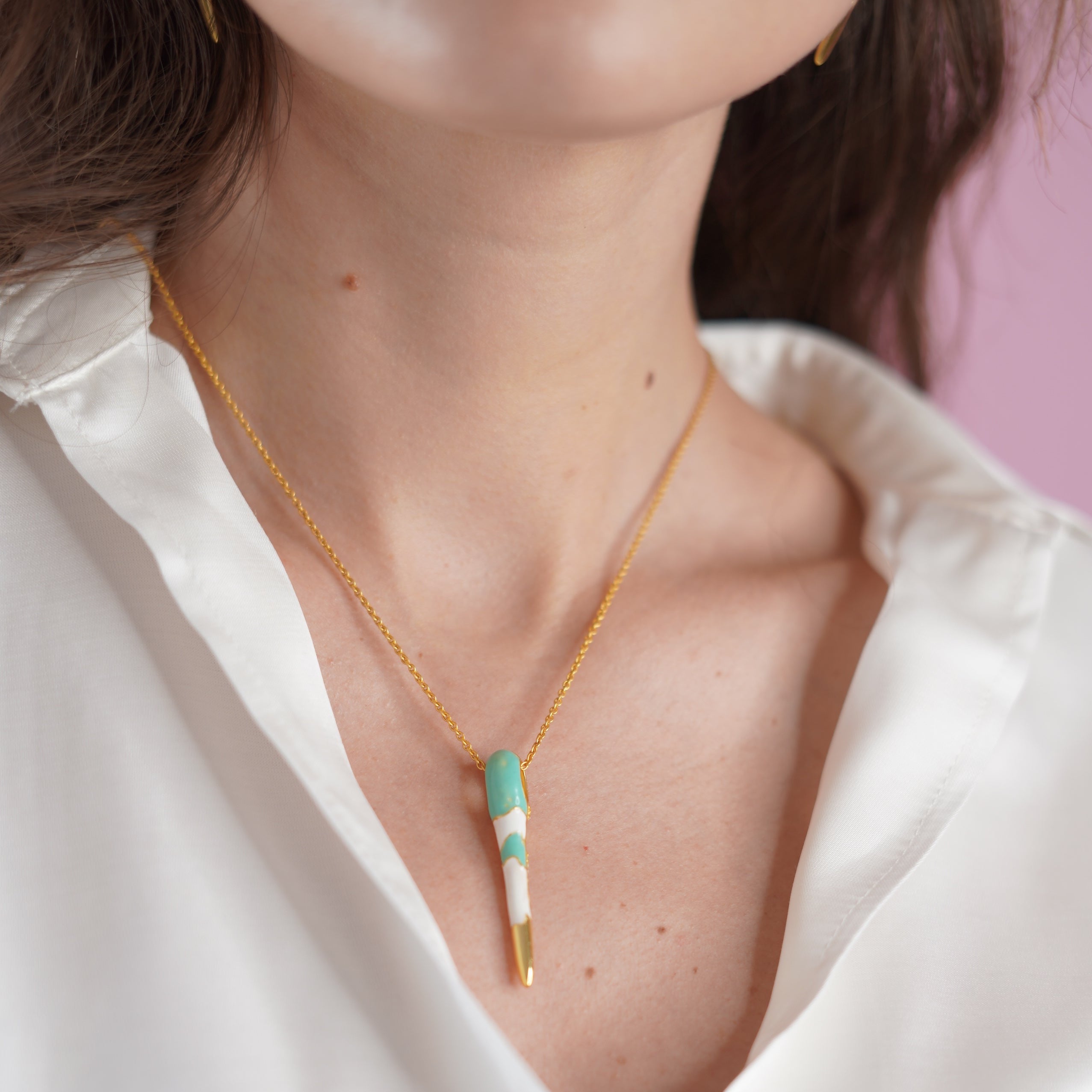All in Enamel Spike Pendant - Purple