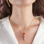All in Enamel Mini Spike Pendant- Pink