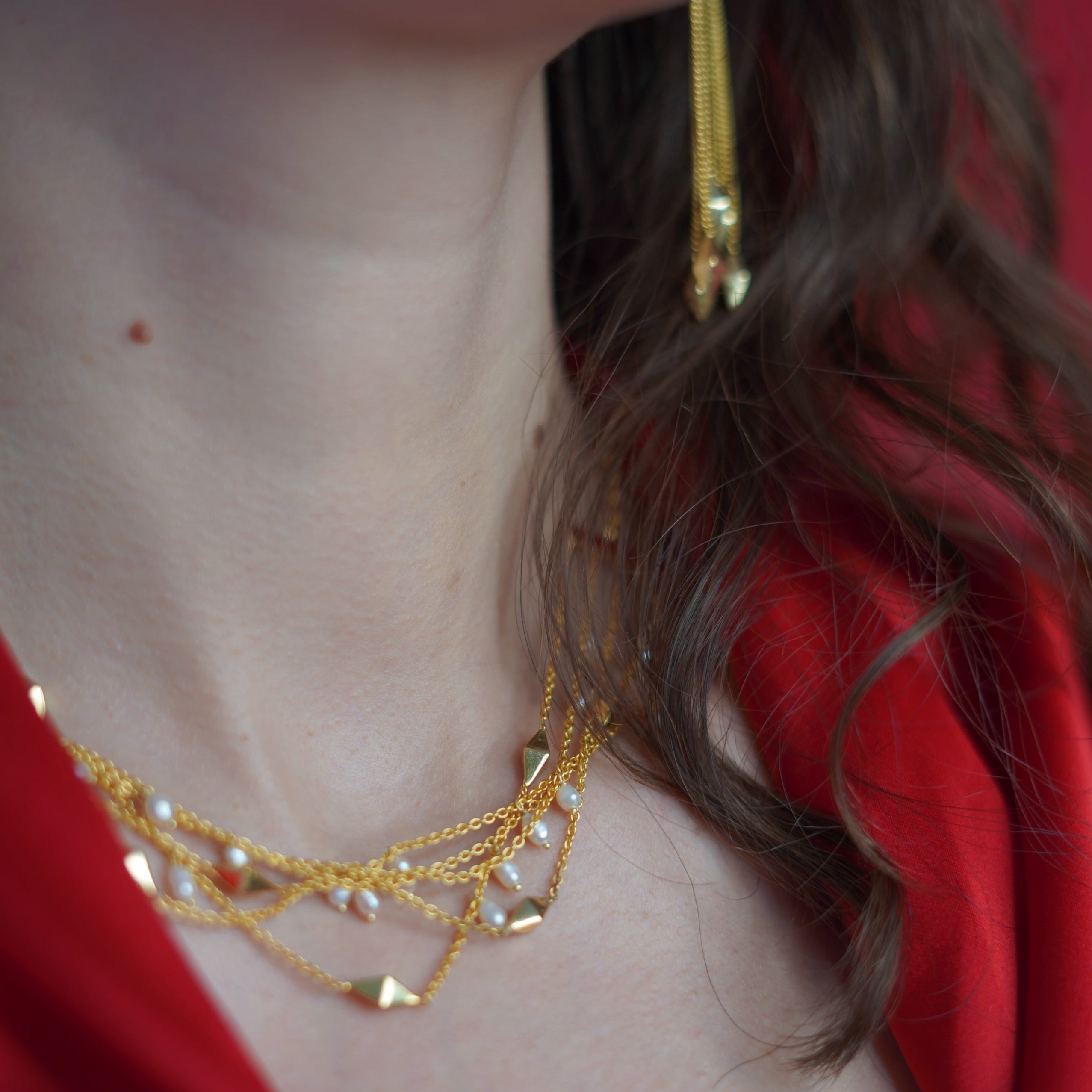 Linked Up Spike Pearl Necklace