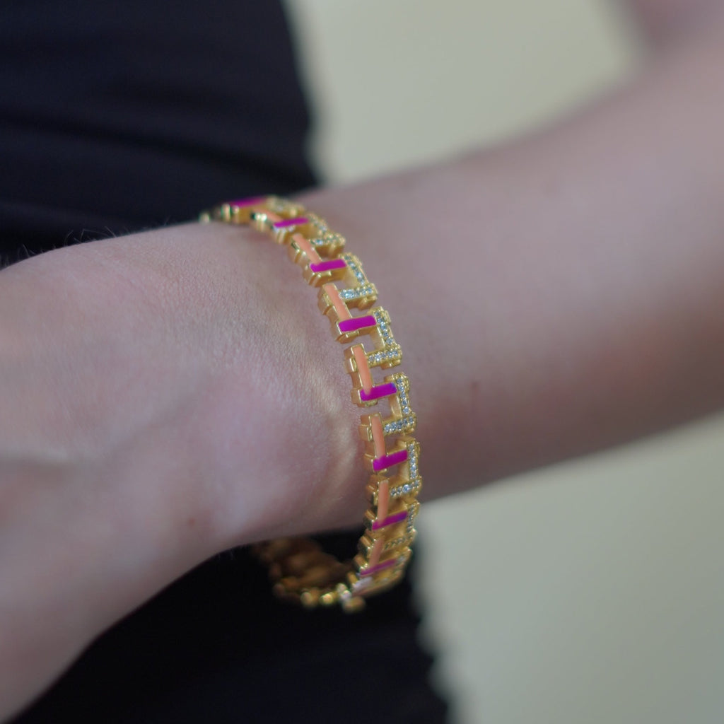 Pink Orange Hashtag Bangle