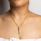 All in Enamel Mini Spike Pendant - Purple
