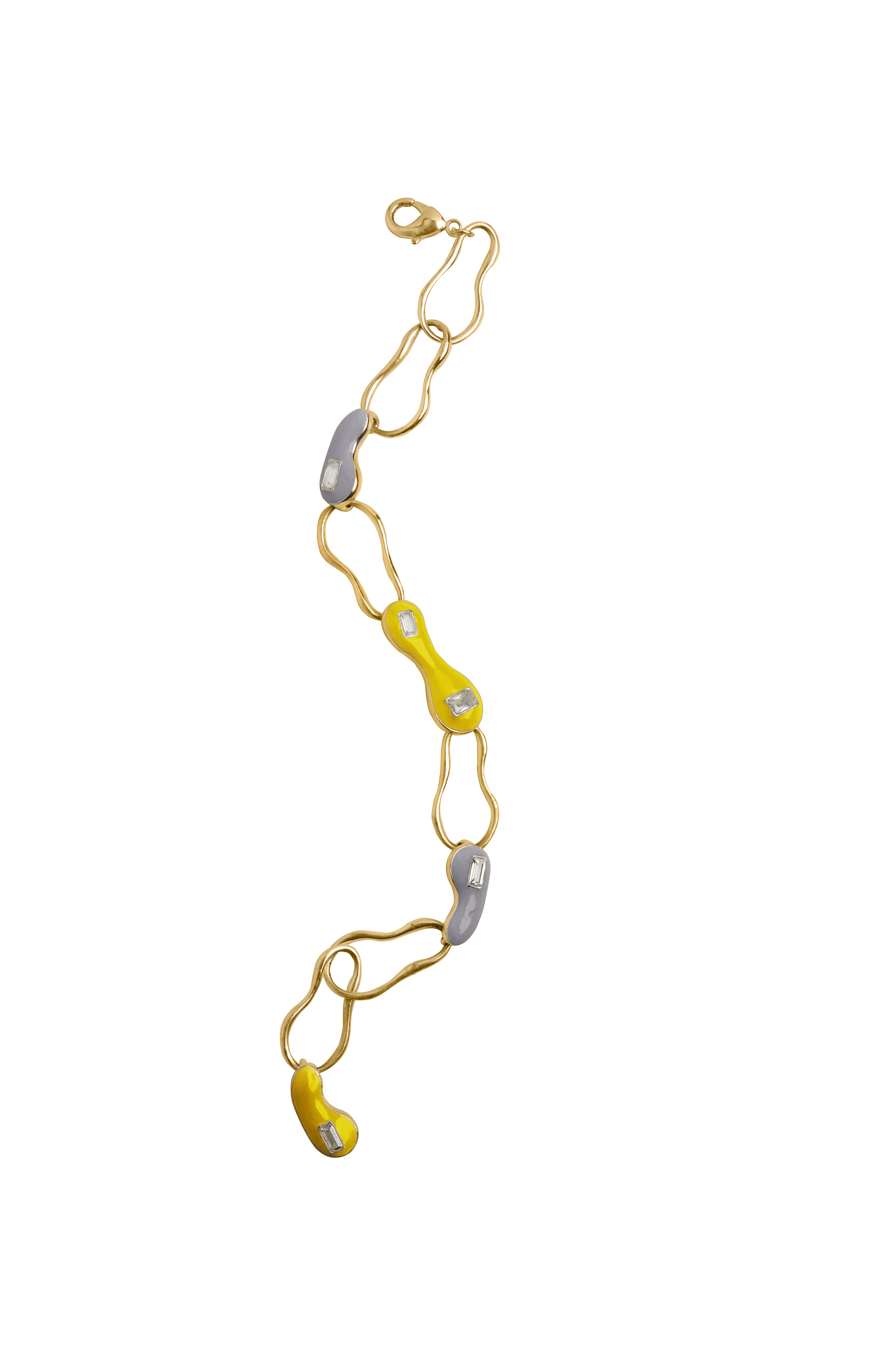 Yellow Grey Blob link Bracelet