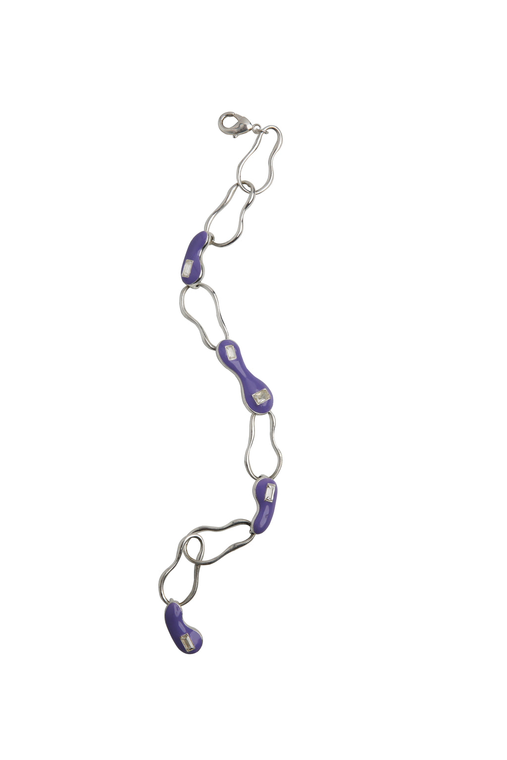 Purple blob silver link bracelet