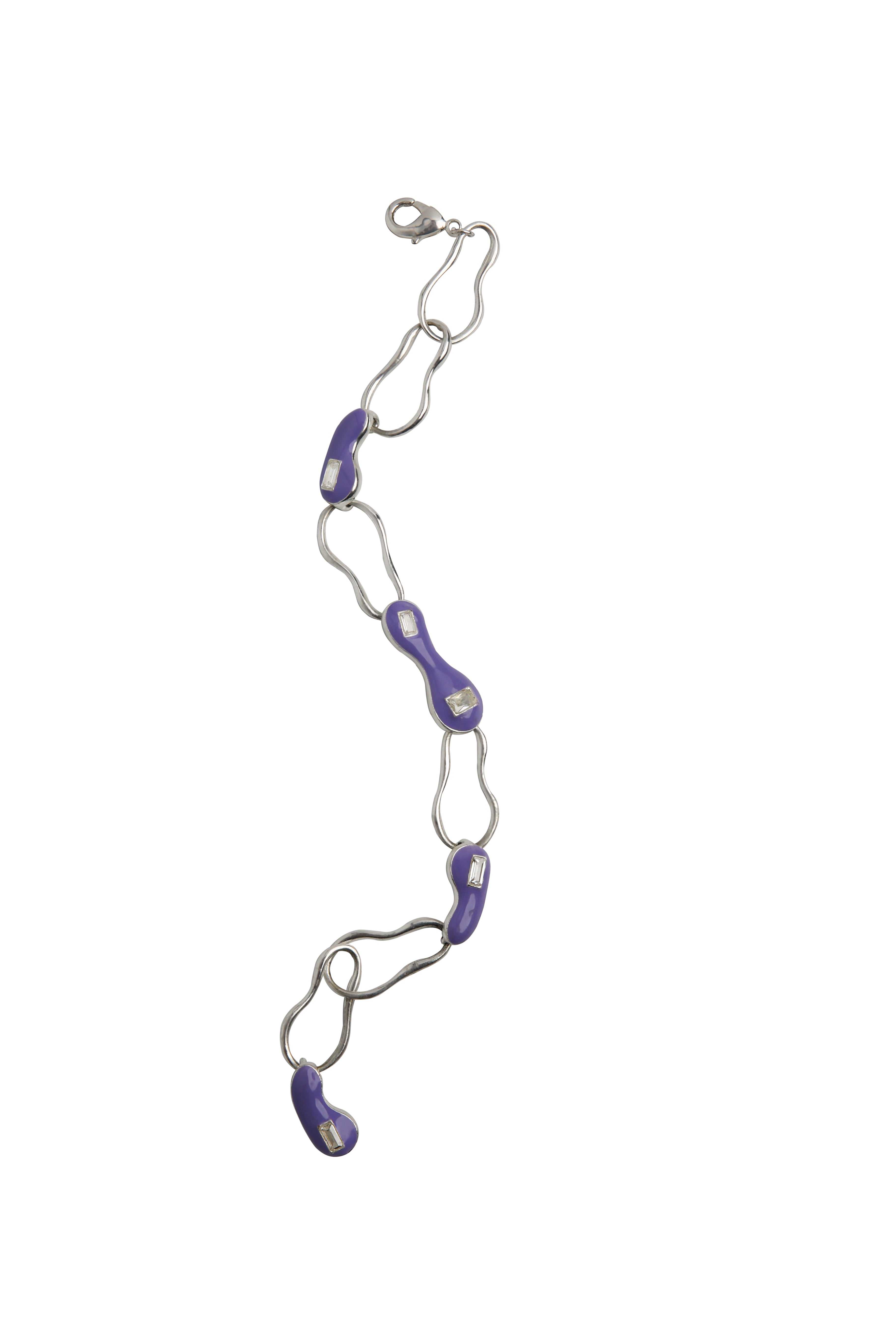 Purple blob silver link bracelet