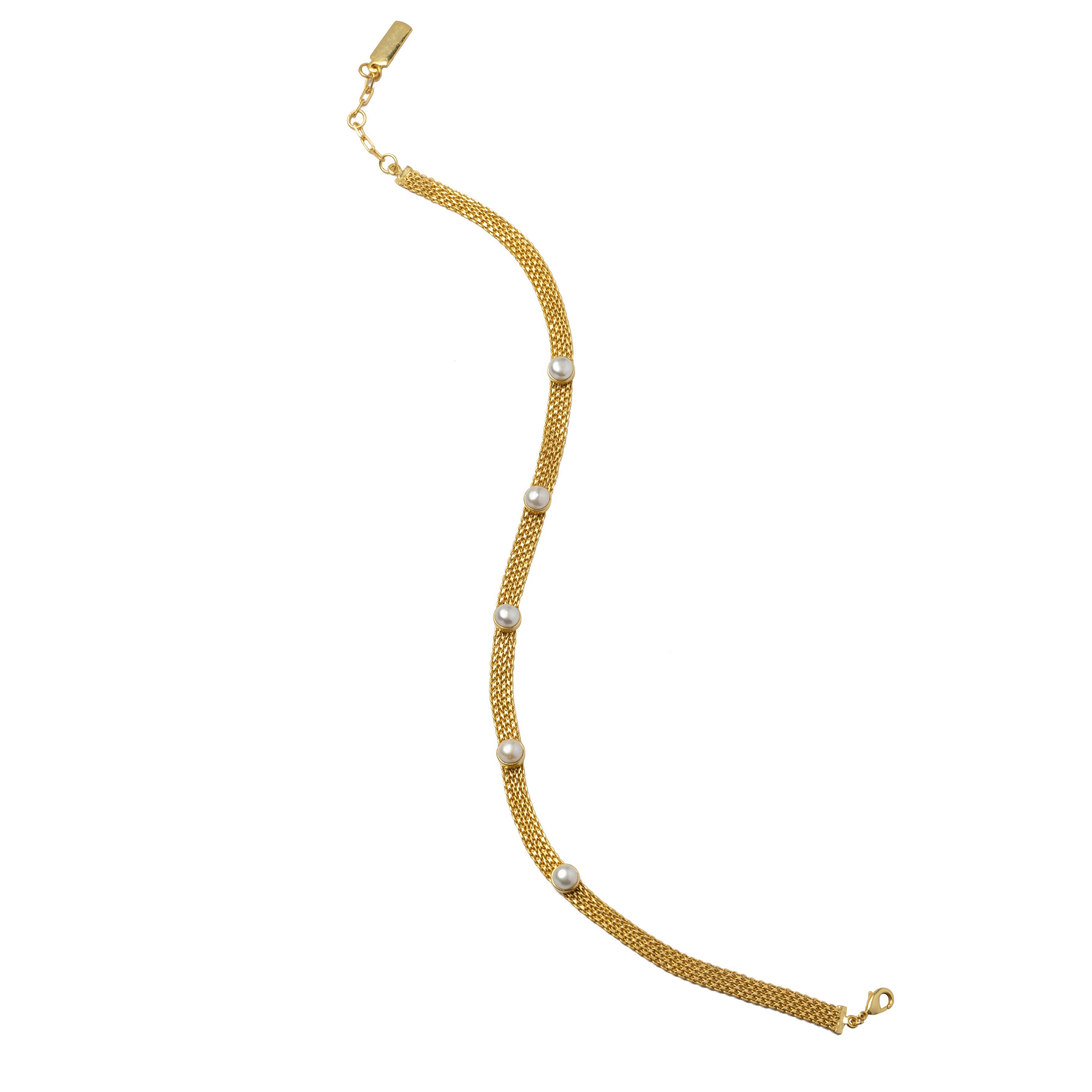 Flat Chain Pearl Choker
