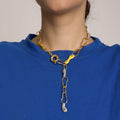 Blob link Necklace in Yellow Grey