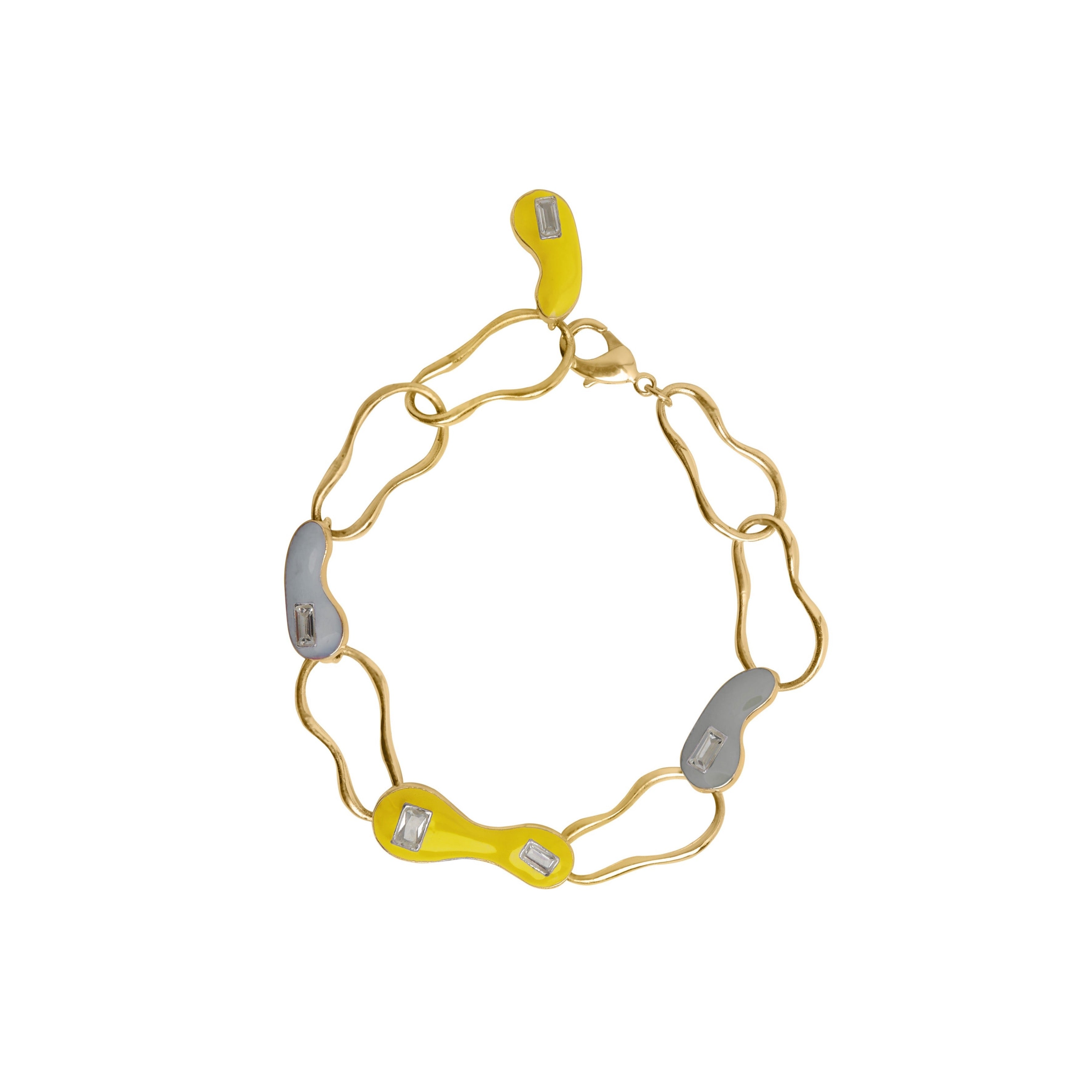 Yellow Grey Blob link Bracelet
