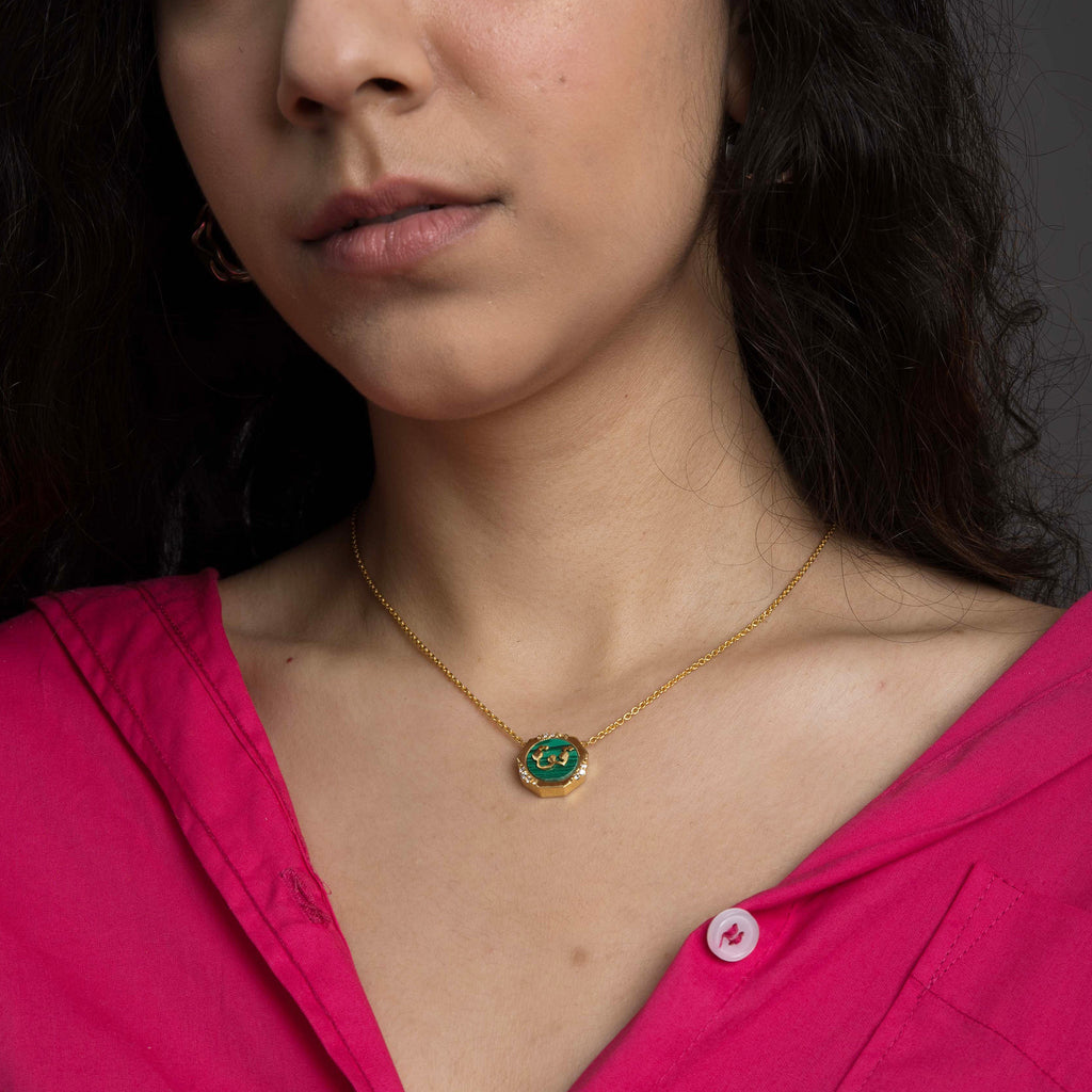 Power (Qua) Green Malachite Studded Necklace