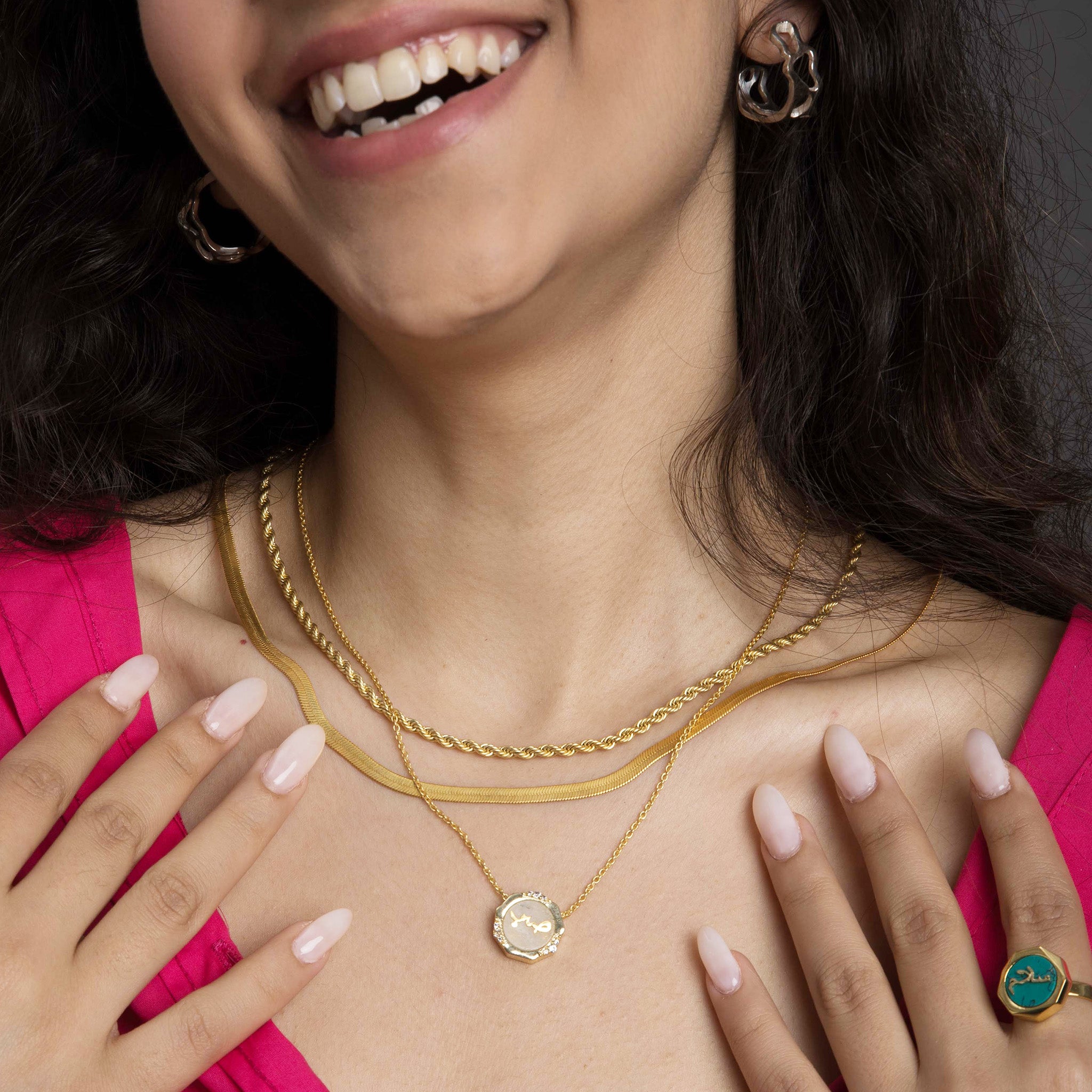 Sabr (Patience) Rainbow Moonstone Studded Necklace