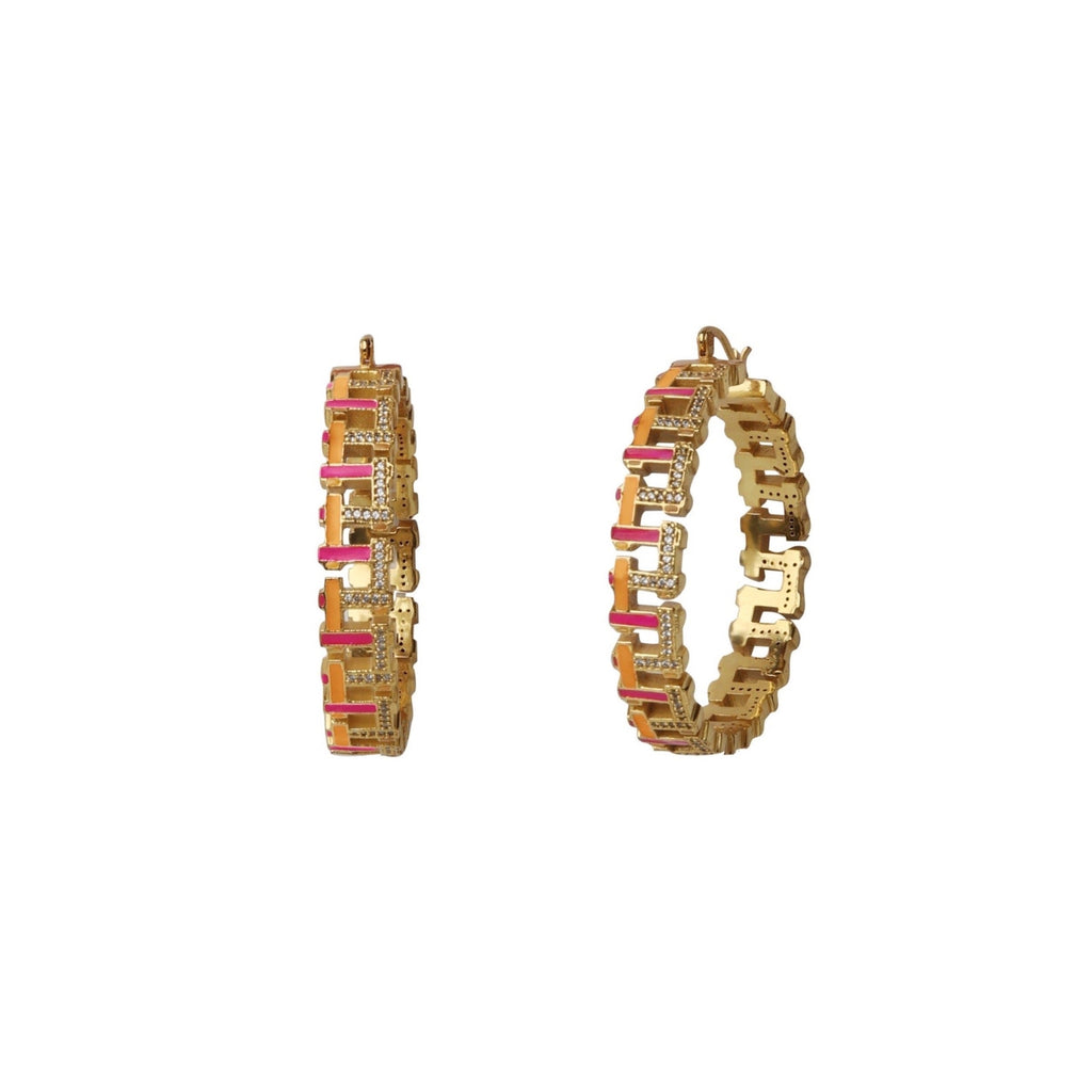 Pink Orange Hashtag XL Hoops