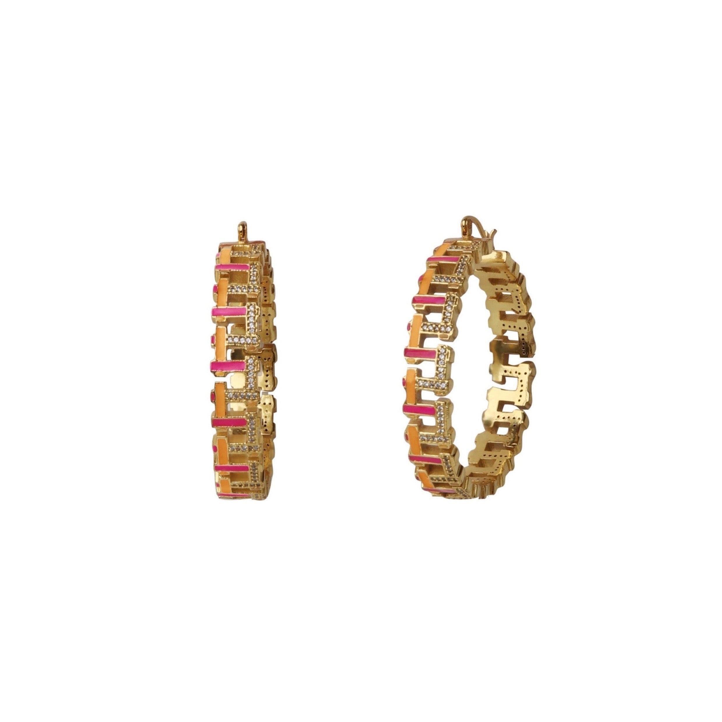 Pink Orange Hashtag XL Hoops