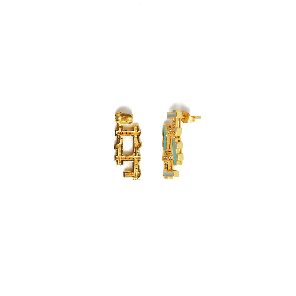 Blue Hashtag Short EarStuds