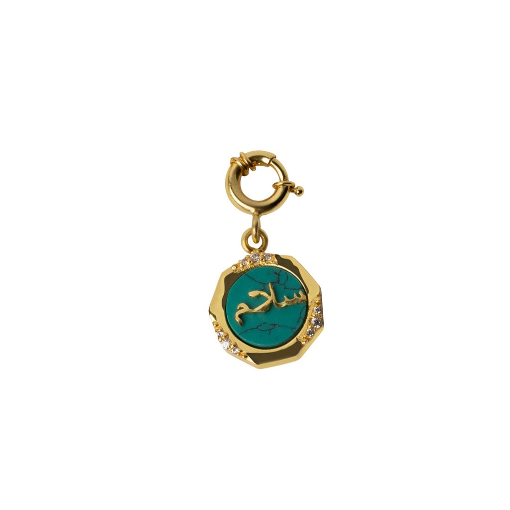 Peace (Salaam) Blue Turquoise Studded Charm