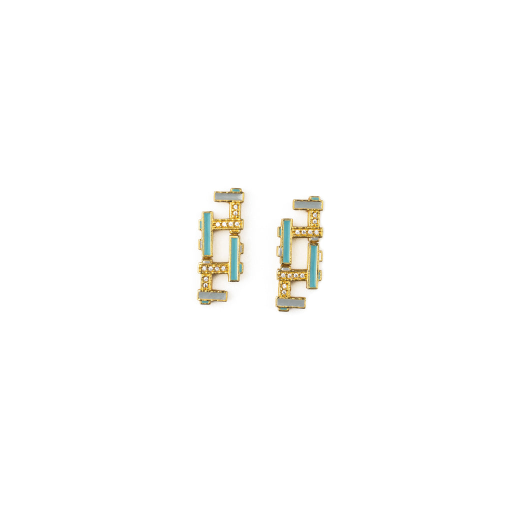 Blue Hashtag Short EarStuds