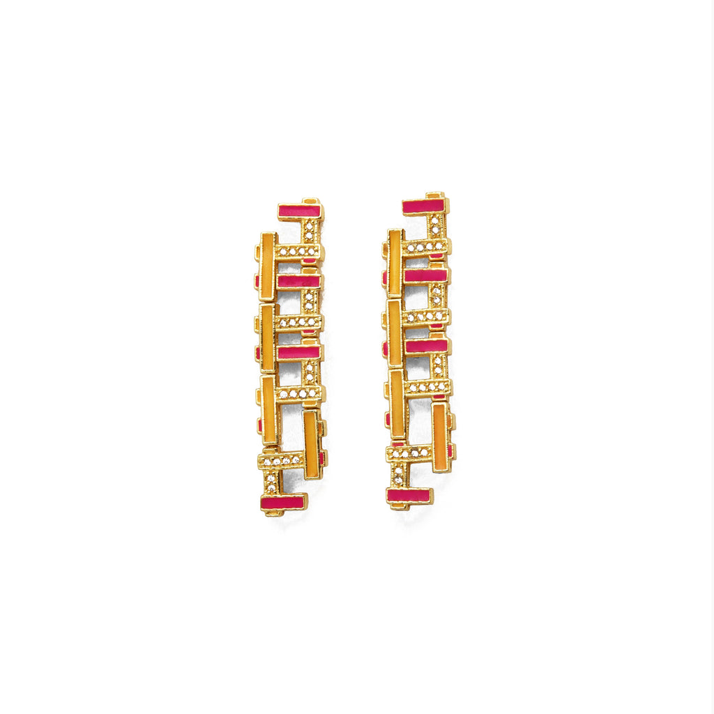 Pink Orange Hashtag EarStuds