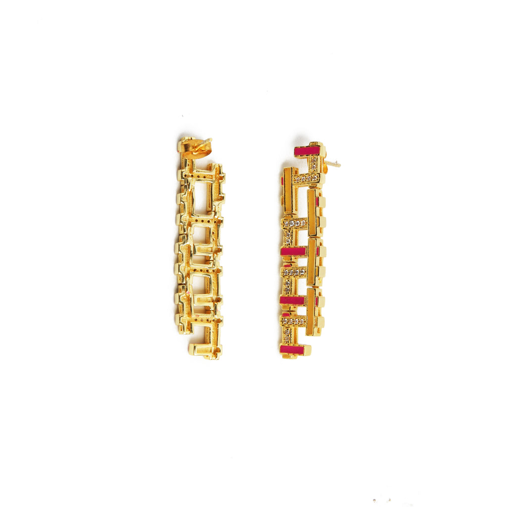Pink Orange Hashtag EarStuds